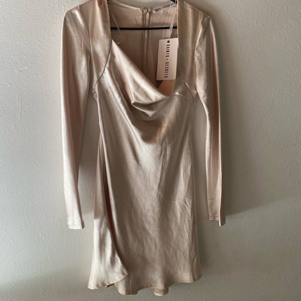 NWT Cowl Neck Long Sleeve Silk dress